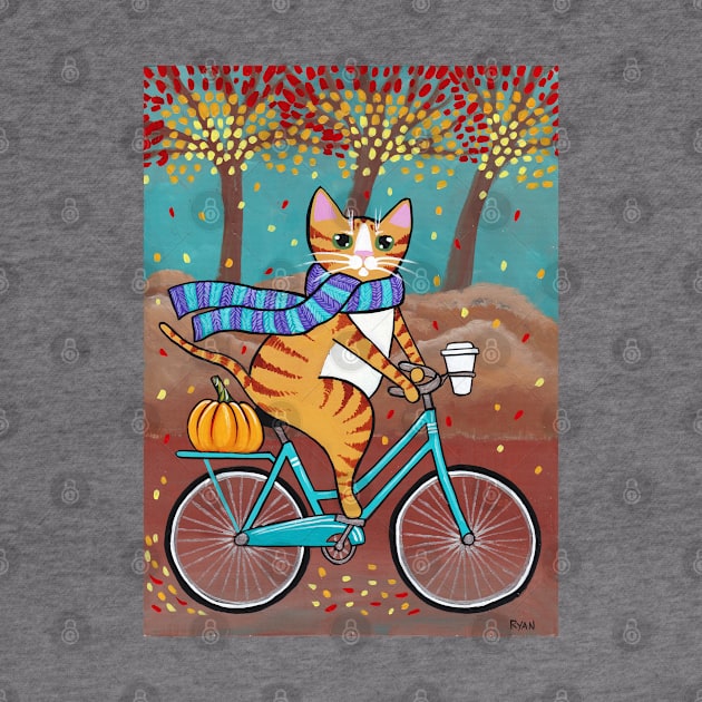 Ginger Autumn Bicycle Ride by KilkennyCat Art